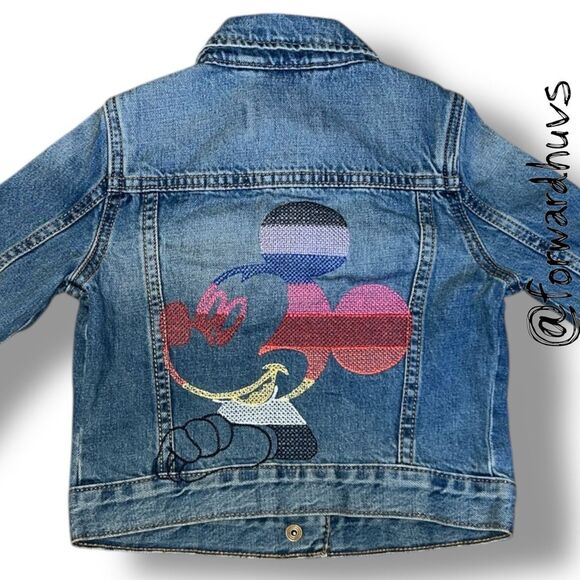 Gap Kids Disney Trucker Jacket – Mickey Mouse Embroidery - Size XS (4–5T) - Picture 3 of 10